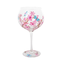 Lynsey Johnstone Hand Painted Gin Glass Blossom Dragonfly, Gibson Gifts 54896