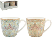 Gibson Gifts William Morris Breakfast Mugs 400mL Hyacinth Set of 2 Fine China, 56071