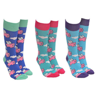 Sock Society Novelty Socks Pigs Might Fly (3 Pairs Assorted) Unisex One Size 86459