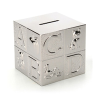 Whitehill Money Bank 8cm Alphabet Cube Faux Silver, WP1454