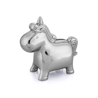 Whitehill Money Bank Unicorn Faux Silver, Piggy Bank, Coin Saver, WP4179