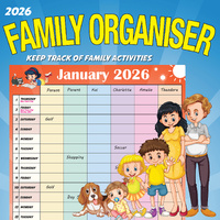 2026 Calendar Ruby Family Organiser Square Wall, Bartel RB609