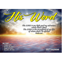 2027 Calendar Bartel Big Print His Word Horizontal Wall, BP707