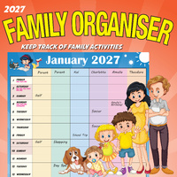 2027 Calendar Bartel Ruby Family Organiser Square Wall, RB709