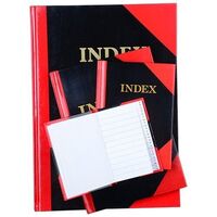 Cumberland A6 100 Leaf Index Book A-Z 108 x 149mm Ruled Red & Black Hard Cover 43129