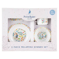 Dinner Set Beatrix Potter Peter Rabbit 5-Pc Melamine, Great Gift Idea, JAS-PE998
