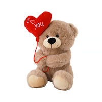 Elka Plush 27cm Brown Bear with I Love You Heart Balloon, 8004-ILU