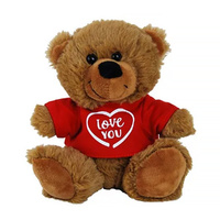 Elka Plush 18cm Brown Teddy Bear Jelly with Love You Red T-Shirt, C18-LOV18