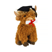 Elka Plush Graduation Highland Cow 20cm, 35093-20G