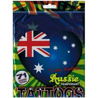 Aussie "I Love Australia" Temporary Tattoos - Pack of 71 Assorted Tattoos