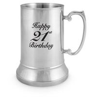Landmark Concepts Beer Stein 532mL Stainless Steel - Happy 21st Birthday BS160