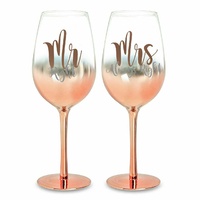 Mr & Mrs Rose Gold Ombre Wine Set 430 mL BG296 Landmark Concepts