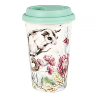 Landmark Travel Mug Fauna Flora Australian Possum 350mL Double Wall w/ Lid OT066