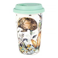 Landmark Travel Mug Fauna Flora Australian Echidna 350mL Double Wall w/ Lid OT065