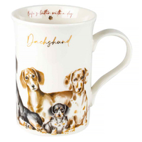 Landmark Mug Muddy Paws Dachshund 310mL New Bone China Old Tupton Ware OT171