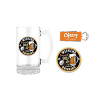 Premium Gift Set Glass Stein, Coaster & Bottle Opener Weekend Forecast, Landmark BG0102
