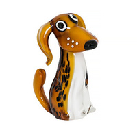 Coloured Art Glass 11cm Dog Chien Collectible Figurine Ornament, Whitehill CCG-CHIEN