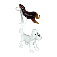 The Russell Collection Zibo Art Glass Ornament Nano Dogs (Set of 2), CNG KENNEL