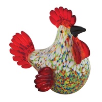 Russell Collection Coloured Art Glass Ornament 16cm Chicken, Whitehill CCG CHKC