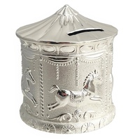 The Russell Collection Money Bank 11cm Merry-Go-Round Silverplate, HI BM