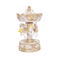 Music Box Carousel with Horse Resin Pink by The Russell Collection HI-CXARTES
