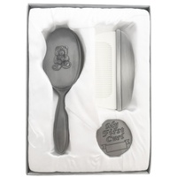 The Russell Collection First Curl Set with Brush & Comb Pewter Finish, HI CCBP