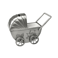 Russell Collection Money Bank 11cm Pram Pewter Finish, Whitehill HI BPRP