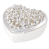 Russell Collection Jewellery Box 5cm Heart with Rhinestone, Whitehill HR ECYH