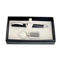 The Russell Collection Gift Set Executive Black Pen With Silver Keychain, HS ES3