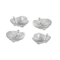 Glass Bowl Etna Leaf Clear Foli Set of 4 by The Russell Collection RE-FOLICL4