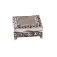 The Russell Collection Jewellery Box Small Square Leaf Silverplate, HR JS3L