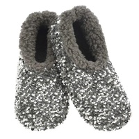 Slumbies Winter Slippers Women's Large - Sequin Glam Silver, Sunbird SLUWSG03