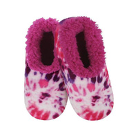 Slumbies Winter Slippers Women's Medium - Peace Tie Dye Pink, SLUWPT02