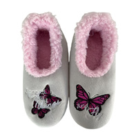 Slumbies Pairables Women's Winter Slippers Extra Large - BUTTERFLY (Grey) SLUPBF04