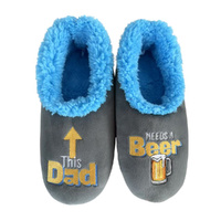 Slumbies Pairables Men's Winter Slippers Medium - DAD NEEDS BEER (Grey) SLUMBD02