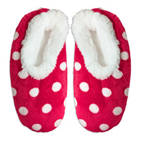 Slumbies Women's Winter Slippers Medium - POLKA DOTS (Red) SLUWDP02