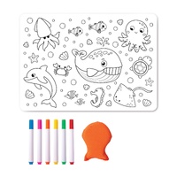 isGift Colour In Placemat 35x25cm Discovery Zone Sealife Reusable Silicone Drawing Mat, IDZ72351