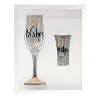 TSK Signature Series Glasses Set 21st Birthday Wishes Flute Shot Glass Rose Gold SSSF021