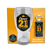 The Legend Beer Glass & Bottle Opener - 21st Birthday, Gift Set, BGBO002