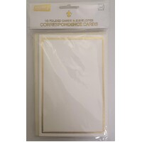 OzCorp Folded Correspondence Cards & Envelopes Gold Border Set of 10 CC04