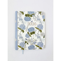 2026 Diary Fashion A5 Week to View Spiral Hydrangeas, OzCorp D888