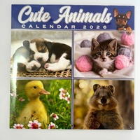 2026 Calendar Cute Animals Mini Wall, OzCorp CAL202