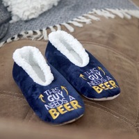 SnuggUps Slippers Men's Quote Medium Beer, Gift For Him SNMMB02