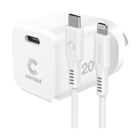 Comsol Wall Charger 20W USB-C to Lightning 2.5m Cable Fast Charge White, ACK02F1
