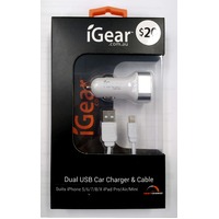 iGear Dual USB Charge & Data Cable for iPhone/iPad Black IG1921