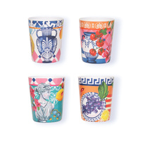 La La Land Cups 400mL Mediterranean Summer Set of 4, MU-LL35