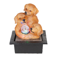 EwaterFeatures Water Fountain 27cm Playful Puppies, Home Office Garden Decor, EWF3202510
