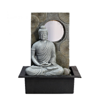EwaterFeatures Water Fountain 40cm Raining Slab Buddha, Home Office Garden Decor, EWF31222109