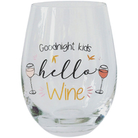 Stemless Wine Glass Goodnight Kids Hello Wine by Urban Products UP116015