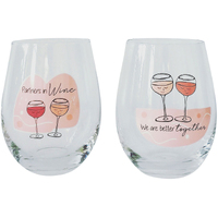Stemless Wine Glass We Are Better Together Set of 2 by Urban Products UP116016